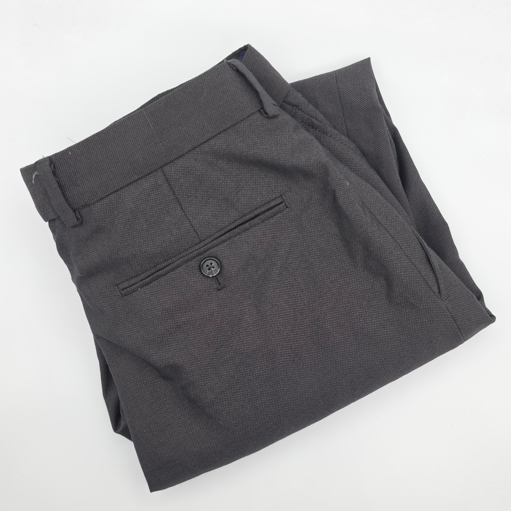 Nautica Dress Pants Mens 38x31 Dark Grey Excellent Textured Flat Front Casual